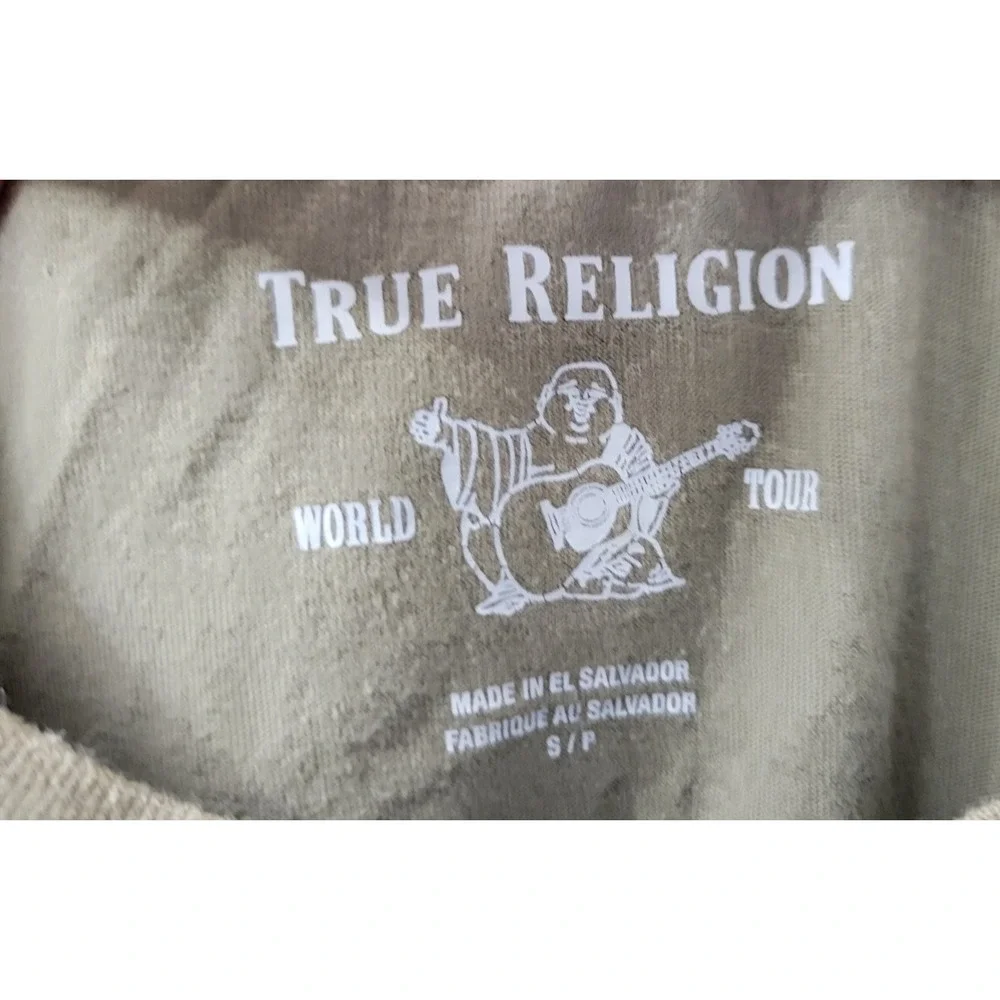 True Religion Men's Small T Shirt Green Black Silver Short Sleeve EUC